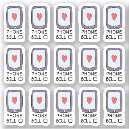 Cell Phone Utility Bill Due Budget Tracker Planner Sticker (Voorkant)