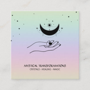 *~* Cellestial Hand Luna Moon Magic Boho Rainbow Vierkante Visitekaartje