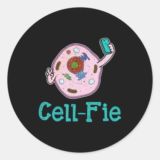 CellFie Funny Biology Science Teacher Pun Gift Ronde Sticker (Voorkant)