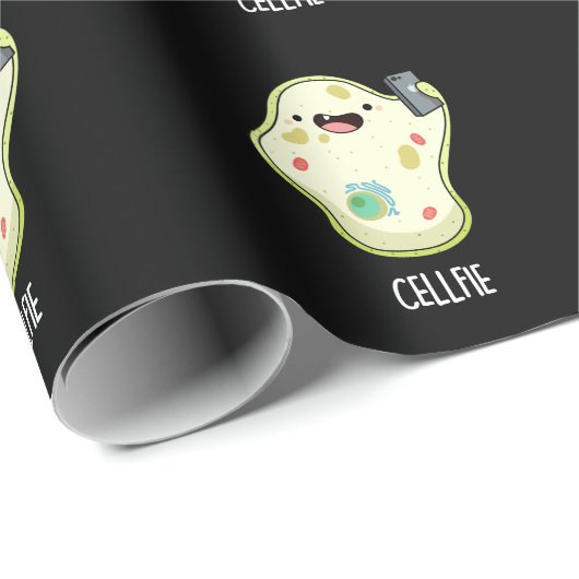 Cellfie Funny Biology Selfie Pun Dark BG Cadeaupapier (Rol Hoek)