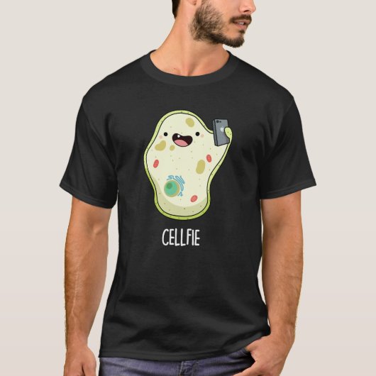 Cellfie Funny Biology Selfie Pun Dark BG T-shirt (Voorkant)