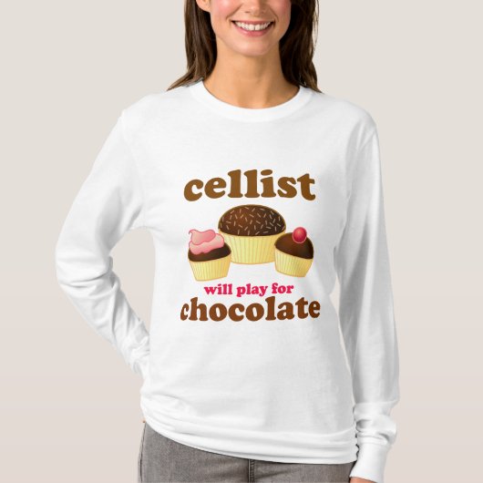 Cellist Cello Chocolate Long Sleeve T-shirt (Voorkant)