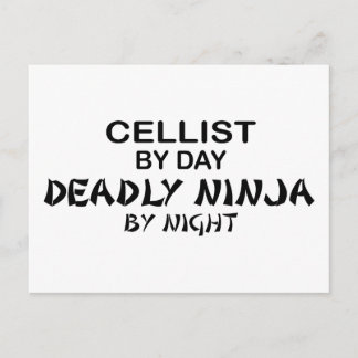 Cellist Deadly Ninja bij nacht Briefkaart