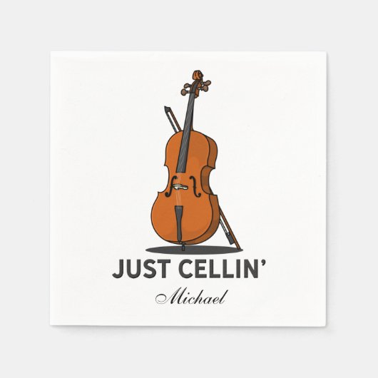 Cellist Just Cellin Fiddle Instrumentalist Custom Servet (Voorkant)