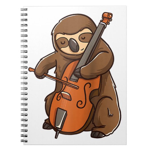 cellist sloth cello player orchestra music animal notitieboek (Voorkant)