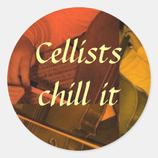 cello1 sinaasappel, Cellisten chill het -... - Gep Ronde Sticker