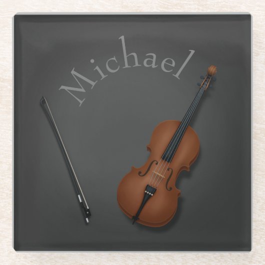 Cello & Bow Custom Classical Musician's Glazen Onderzetter (Voorkant)