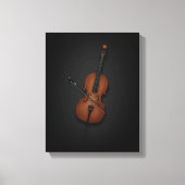 Cello & Bow Side by Side On 11x14 Black Canvas (Voorkant)