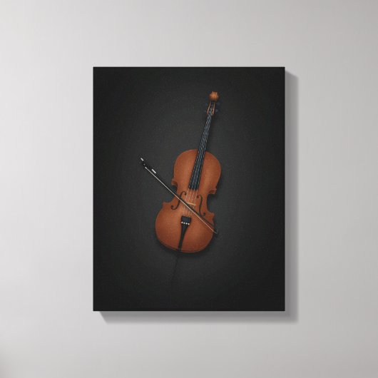Cello & Bow Side by Side On 11x14 Black Canvas Afdruk (Voorkant)