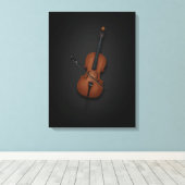 Cello & Bow Side-by-side op 18x24 Black Canvas Afdruk (Insitu (Houten vloer))