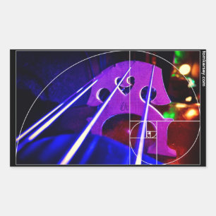 cello-brug en snaren met Fibonacci-spiraal Rechthoekige Sticker