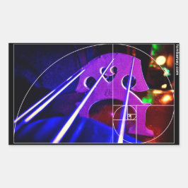 cello brug en snaren met Fibonacci spiraal Rechthoekige Sticker