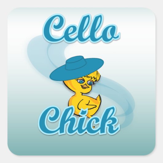 Cello Chick #3 Vierkante Sticker (Voorkant)