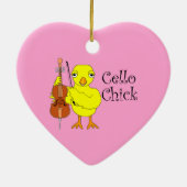 Cello Chick Tekst Keramisch Ornament (Achterkant)