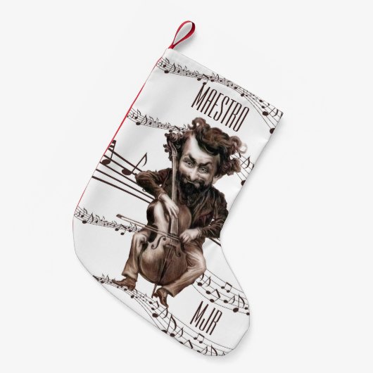 Cello Chops |  musicus | met monogram Kleine Kerstsok (Voorkant (Hangend))