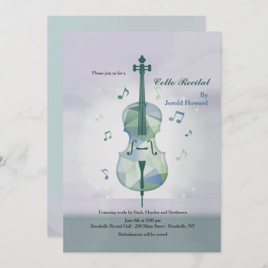 Cello Considérant Gray Invitation (Devant / Derrière)