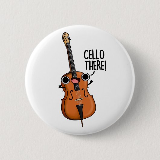 Cello Daar Cute Music Pun Ronde Button 5,7 Cm (Voorkant)