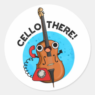 cello daar grappige telefoon woordspeling ronde sticker