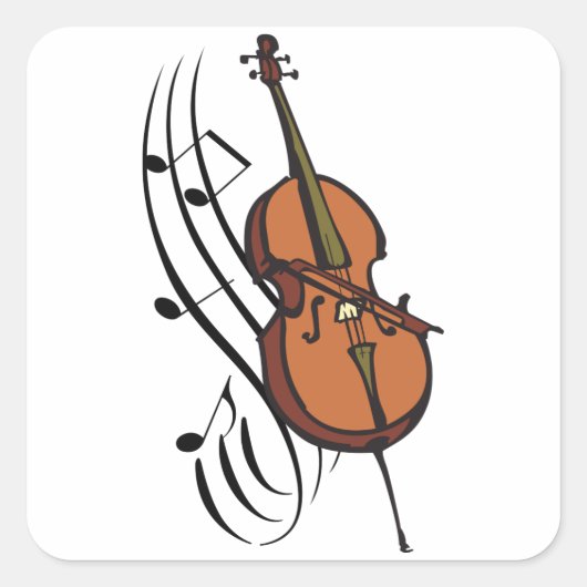 Cello en Muziek Vierkante Sticker (Voorkant)