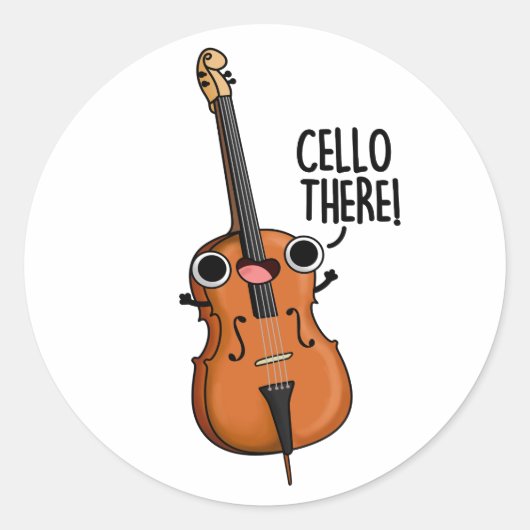 Cello Er Grappige Muziek Pun Ronde Sticker (Voorkant)