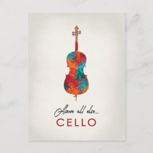 Cello - Helderkleurige muziek Briefkaart