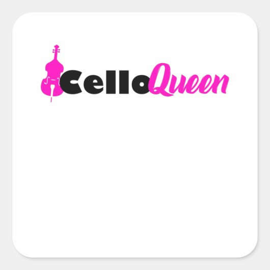 cello koningin vierkante sticker (Voorkant)
