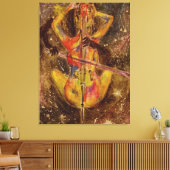 Cello Lady Canvas Print Space Sonata - Schilderen (Insitu (Woonkamer))