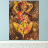 Cello Lady Canvas Print Space Sonata - Schilderen (Insitu (Houten vloer))