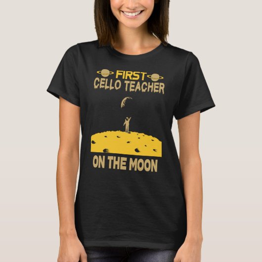 Cello-leraar op de maan t-shirt (Voorkant)