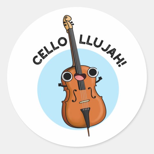Cello-llujah Funny Cello Pun Ronde Sticker (Voorkant)