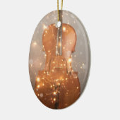 Cello met kerstverlichting, keramisch versieringsm ornament (Links)