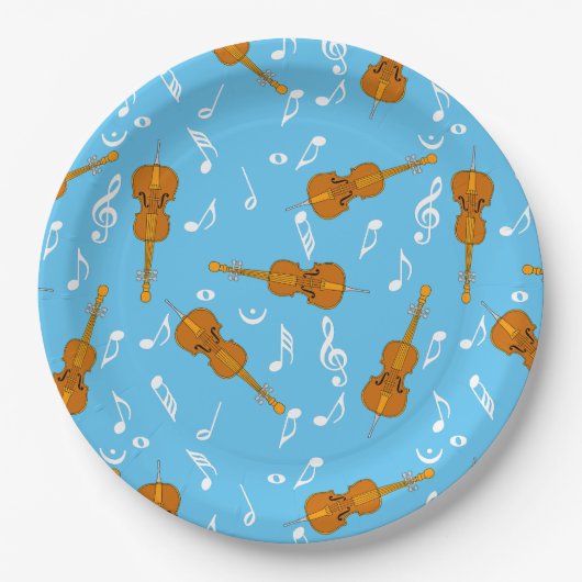 Cello Music Note Pattern Papieren Bordje (Voorkant)