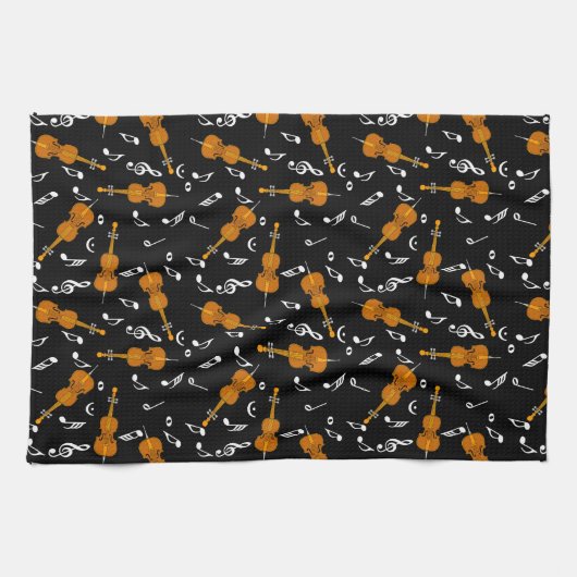 Cello Music Note Pattern Theedoek (Horizontaal)