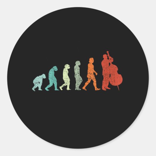 Cello Music Player Evolution Cellist Musician Ronde Sticker (Voorkant)