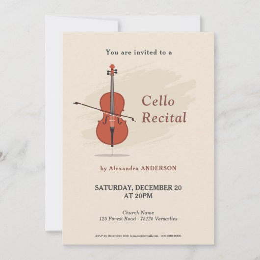 Cello Music Recital Invitation (Devant)