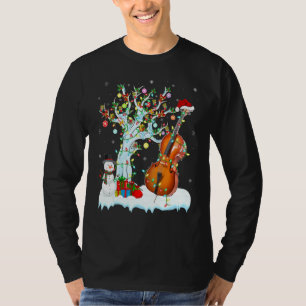 Cello Music Xmas Tree Lighting Santa Hat Cello Chr T-shirt