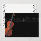 Cello - Muziekuitnodiging Kaart (Voorkant / Achterkant)