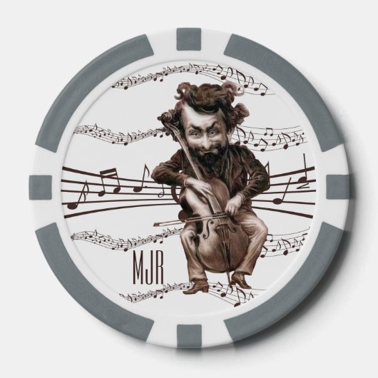 cello |  muzikant | monogram poker chips (Voorkant)