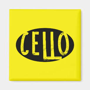 Cello Ovaal Ruw Tekst Magneet