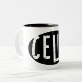 Cello Ovaal Ruw Tekst Tweekleurige Koffiemok (Voorkant links)