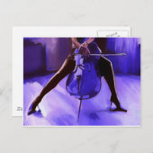 Cello-paars ontwerp briefkaart (Voorkant / Achterkant)