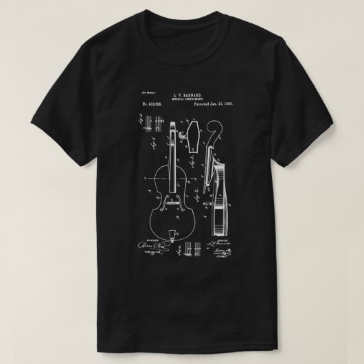  cello patent retro cello speler cello cel t-shirt (Design voorkant)