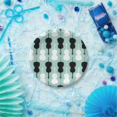 Cello Pattern - Blauwgroen, zwart en wit Papieren Bordje (Feest)