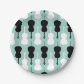 Cello Pattern - Blauwgroen, zwart en wit Papieren Bordje (Voorkant)