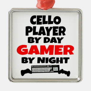 Cello Player by Day Gamer bij nacht Metalen Ornament