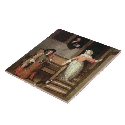 Cello Player, c.1700 (olie op canvas) Tegeltje (Zijkant)