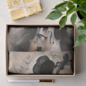 Cello Player in Shadow w/ Musical Notes Decoupage Tissuepapier (Geschenk)