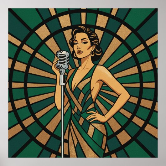 Cello Player Poster Elegant Stained Glass Music (Devant)