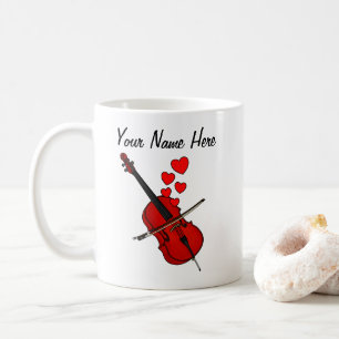 Cello Red Hearts Cellist Musician Custom Koffiemok