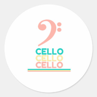 Cello Roze Bass Clef Ronde Sticker